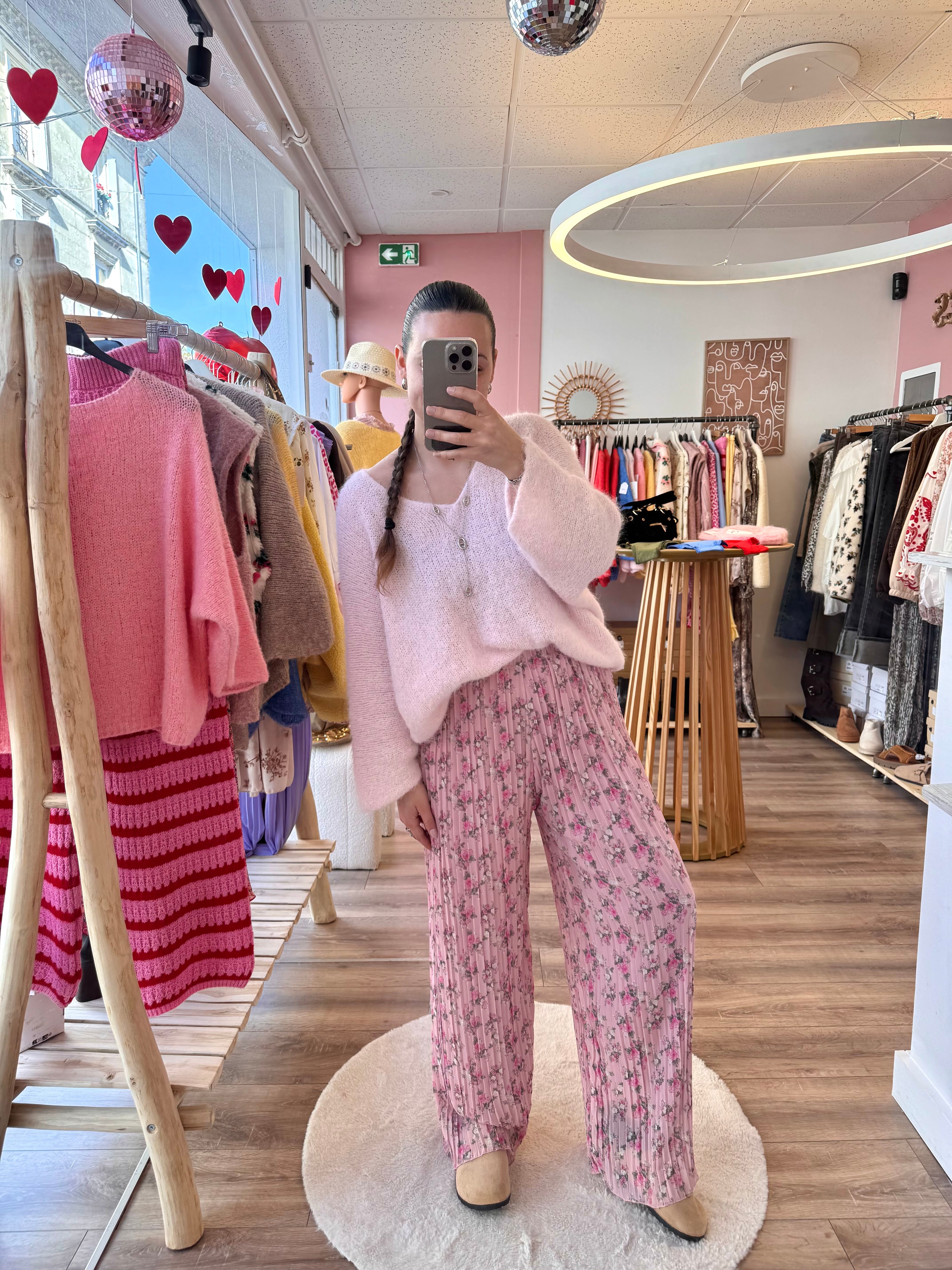 PANTALON LOLA FLEURIE ROSE BONBON
