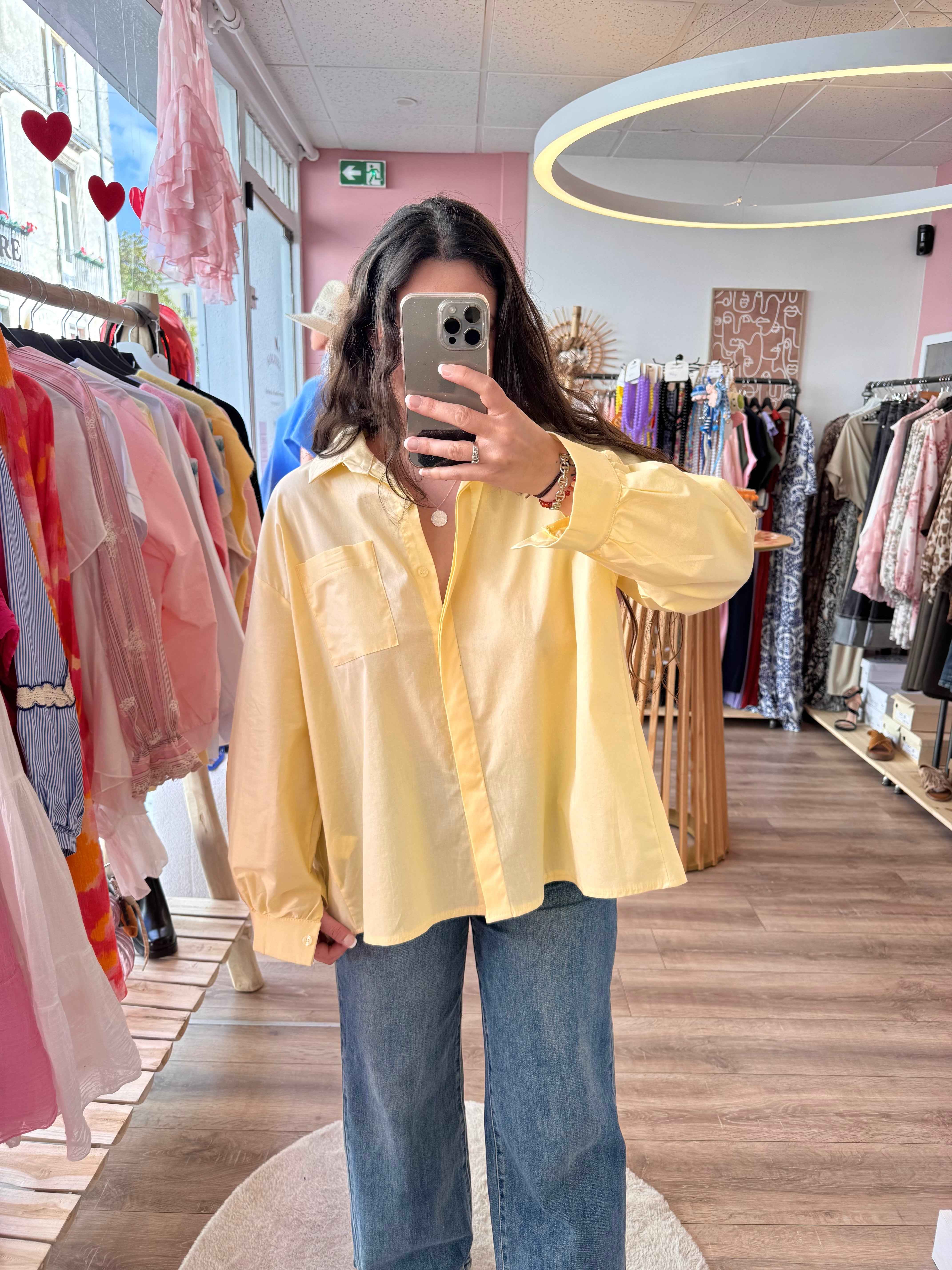 CHEMISE DOS PLISSÉ JAUNE
