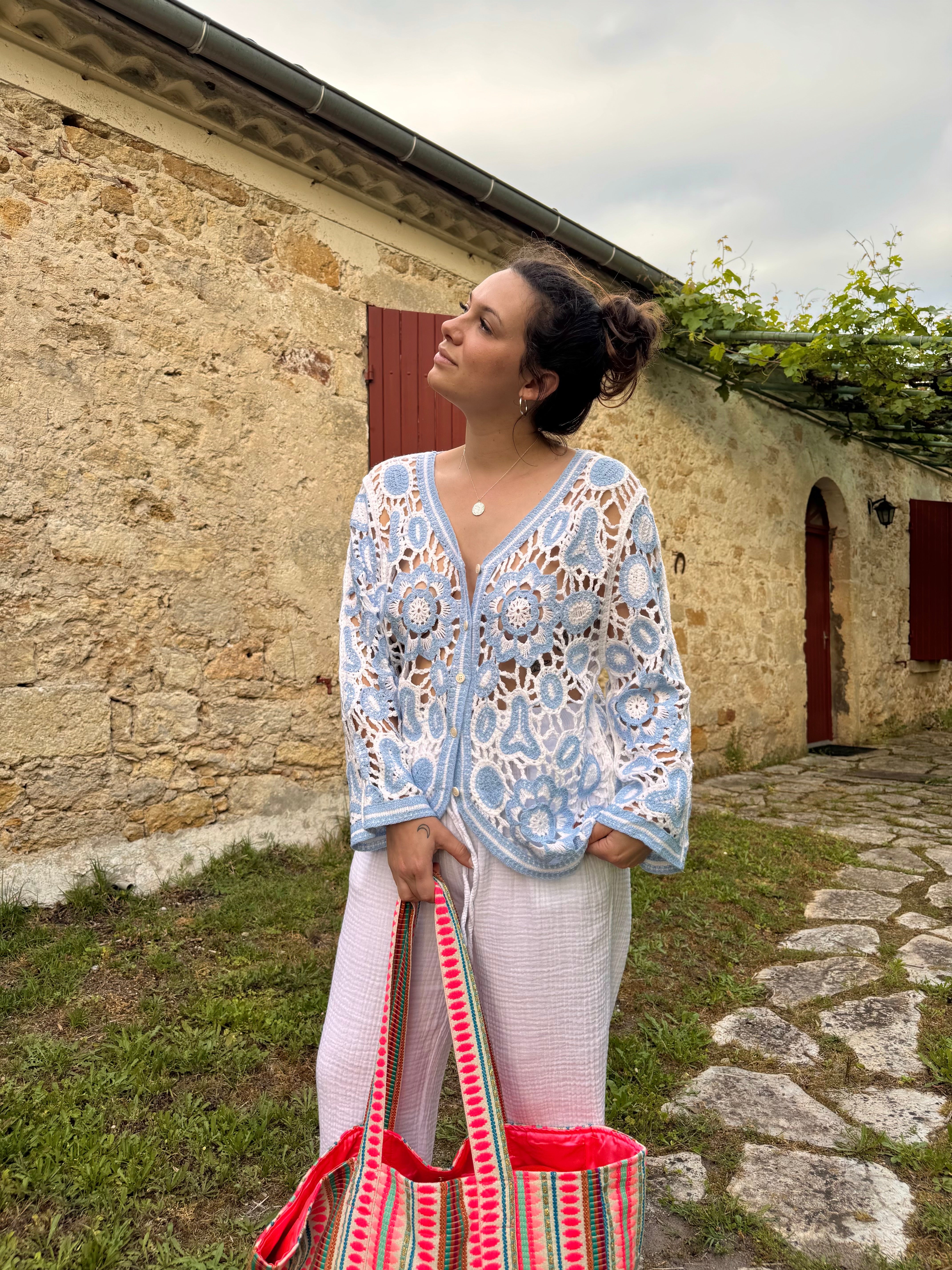 HAUT CROCHET BLEU