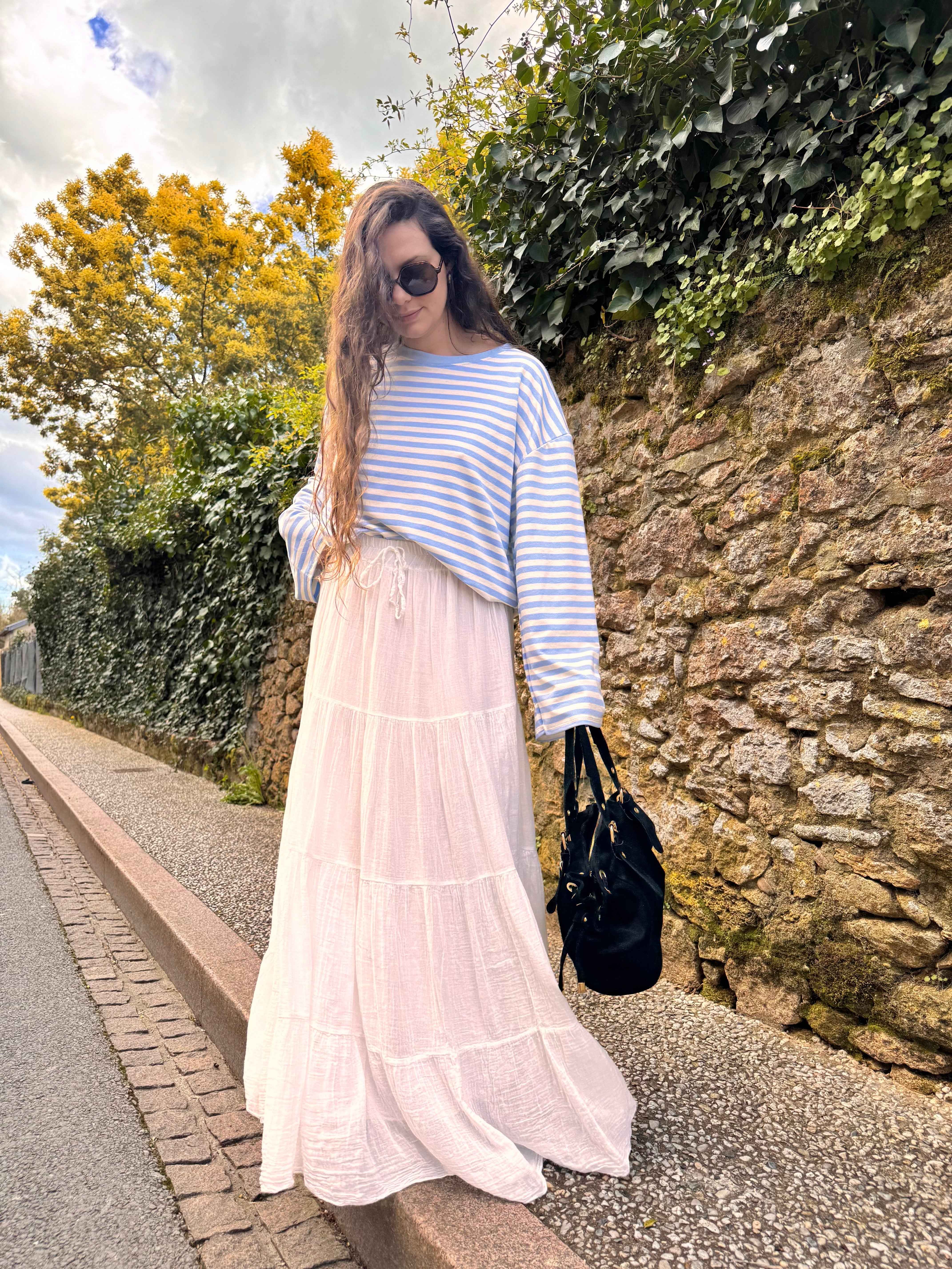 JUPE GAZE DE COTON BLANCHE