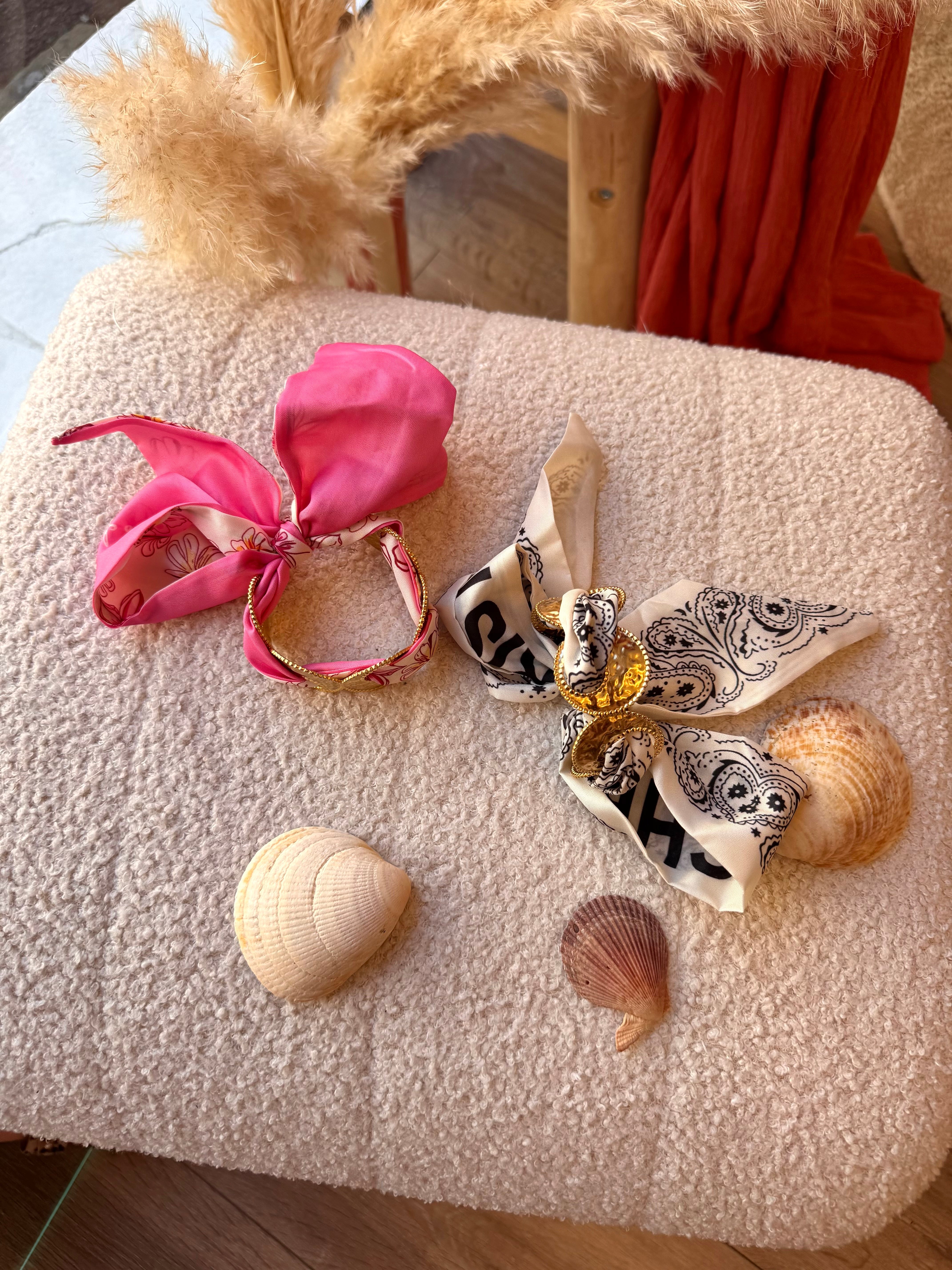 JONC DORÉ FOULARD ROSE