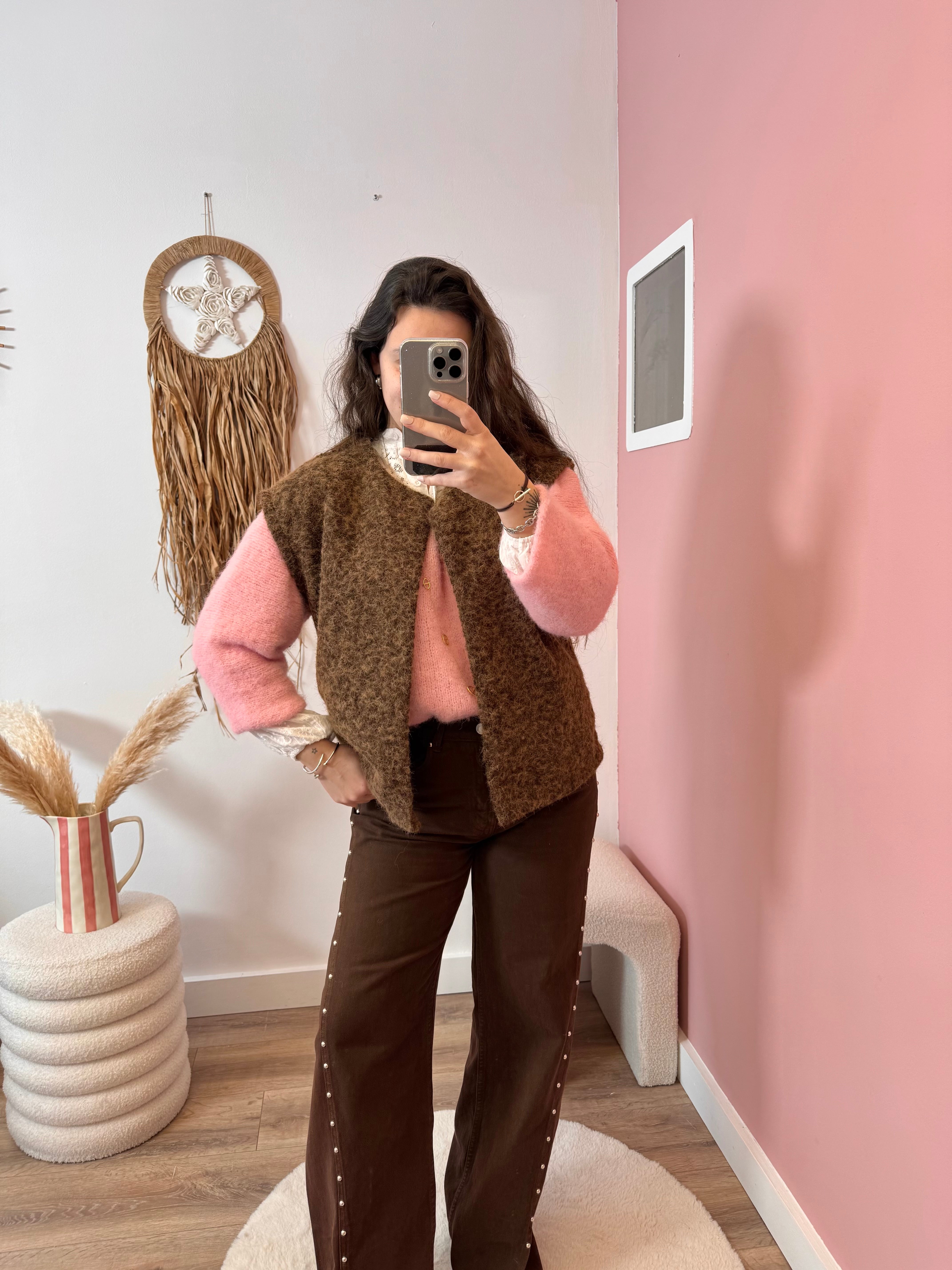 VESTE SANS MANCHE CHOCOLAT