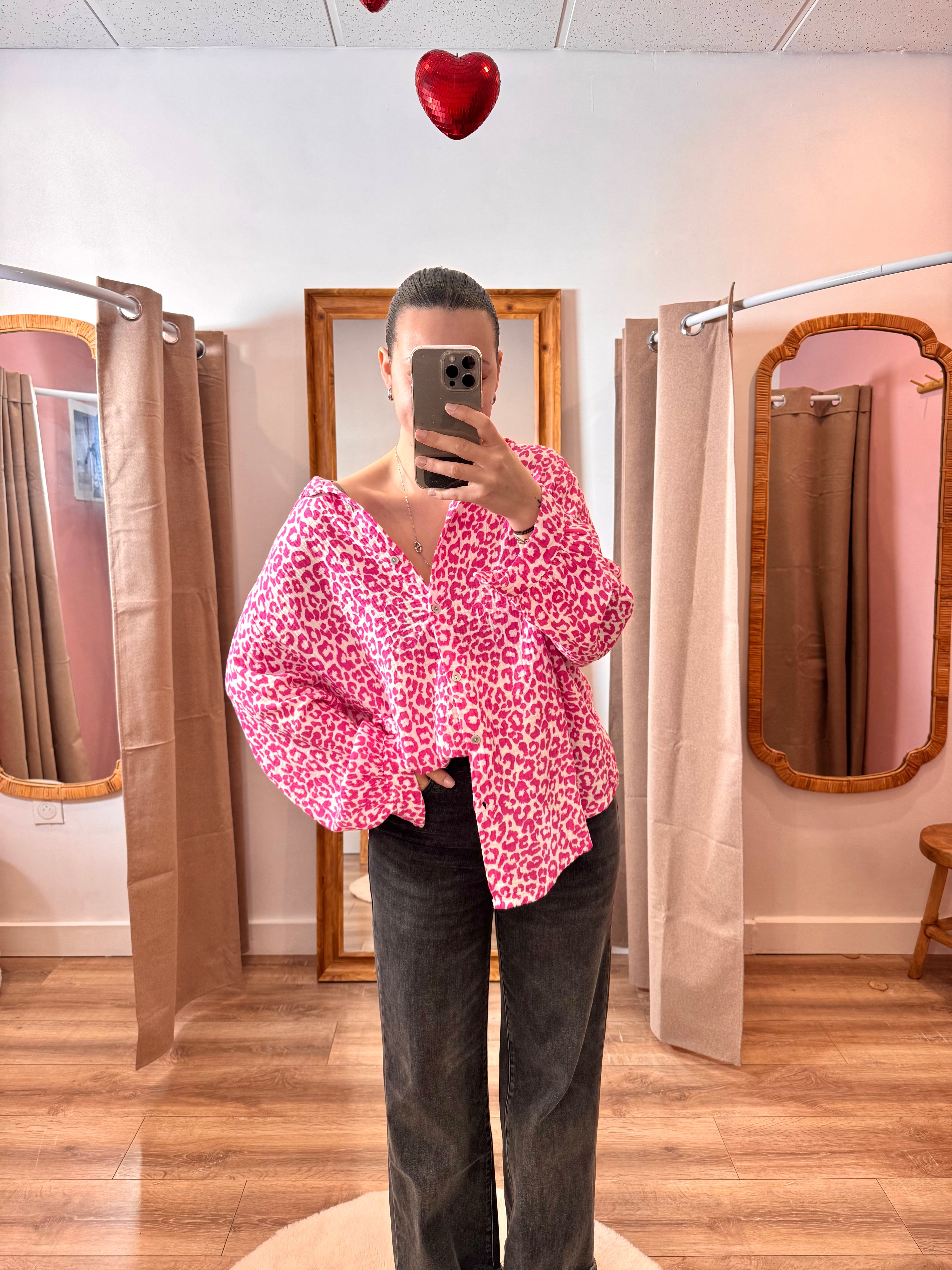 CHEMISE FUSHIA LÉOPARD