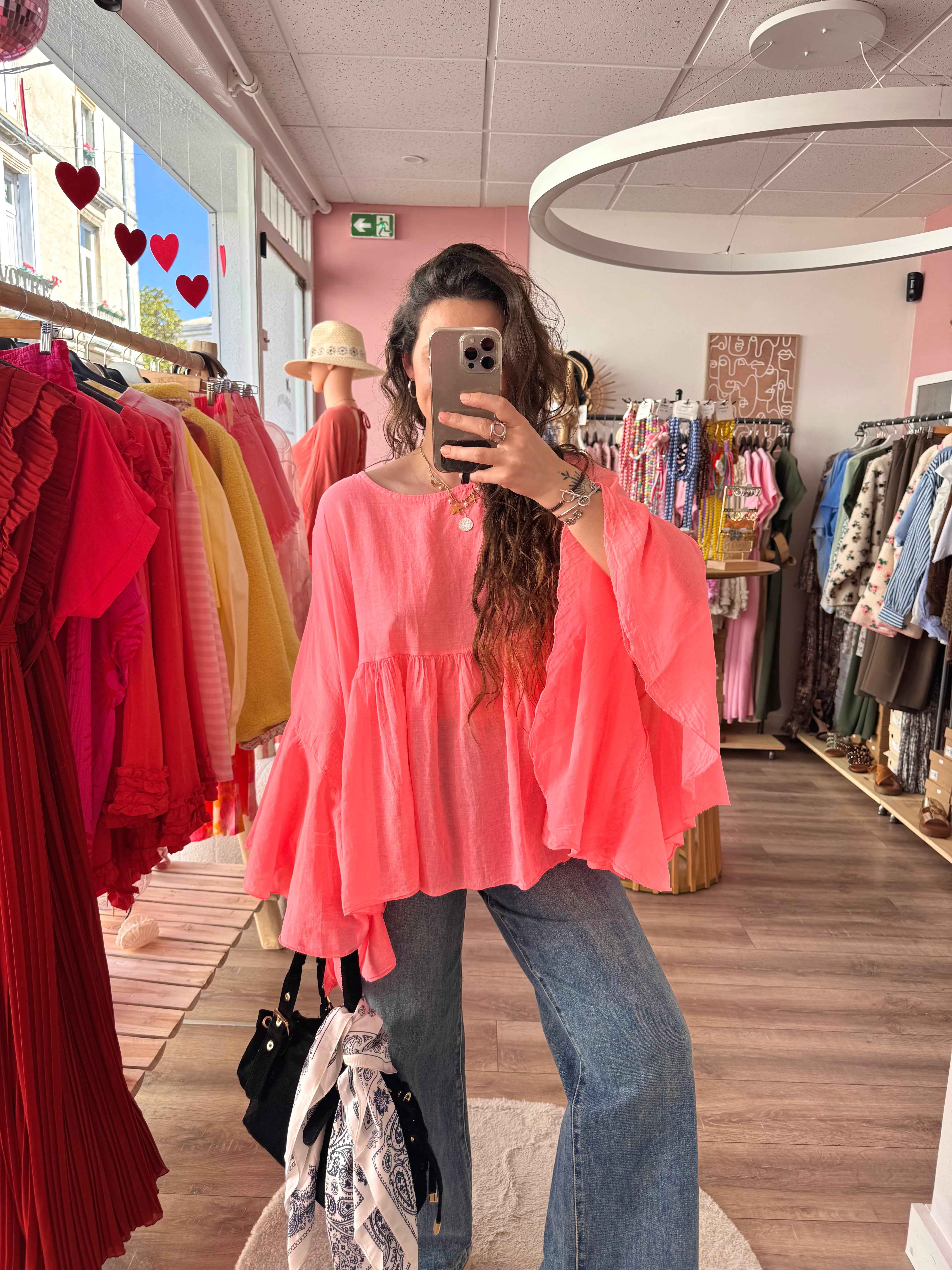 BLOUSE AMPLE CORAIL