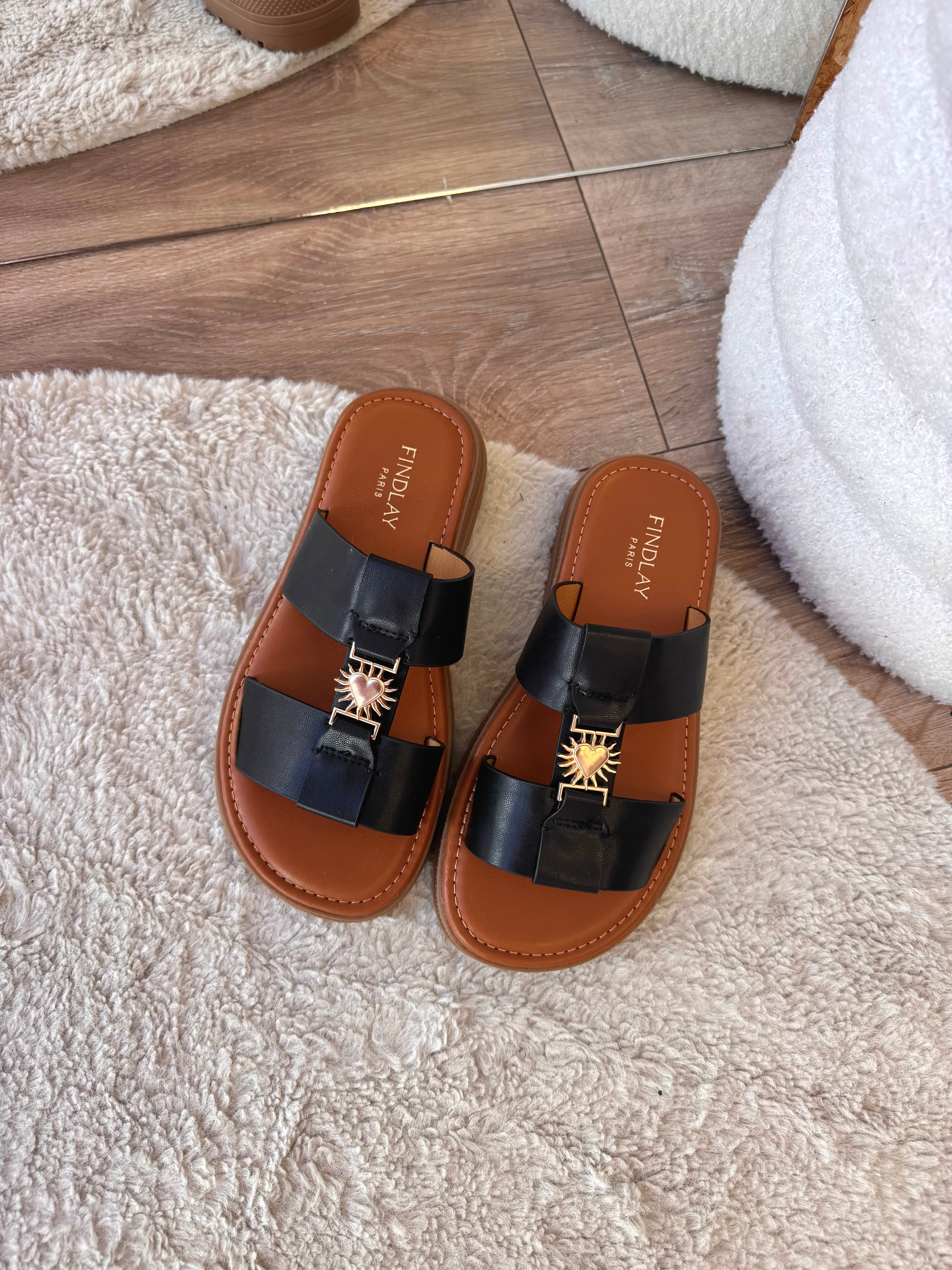 SANDALES CŒUR NOIR