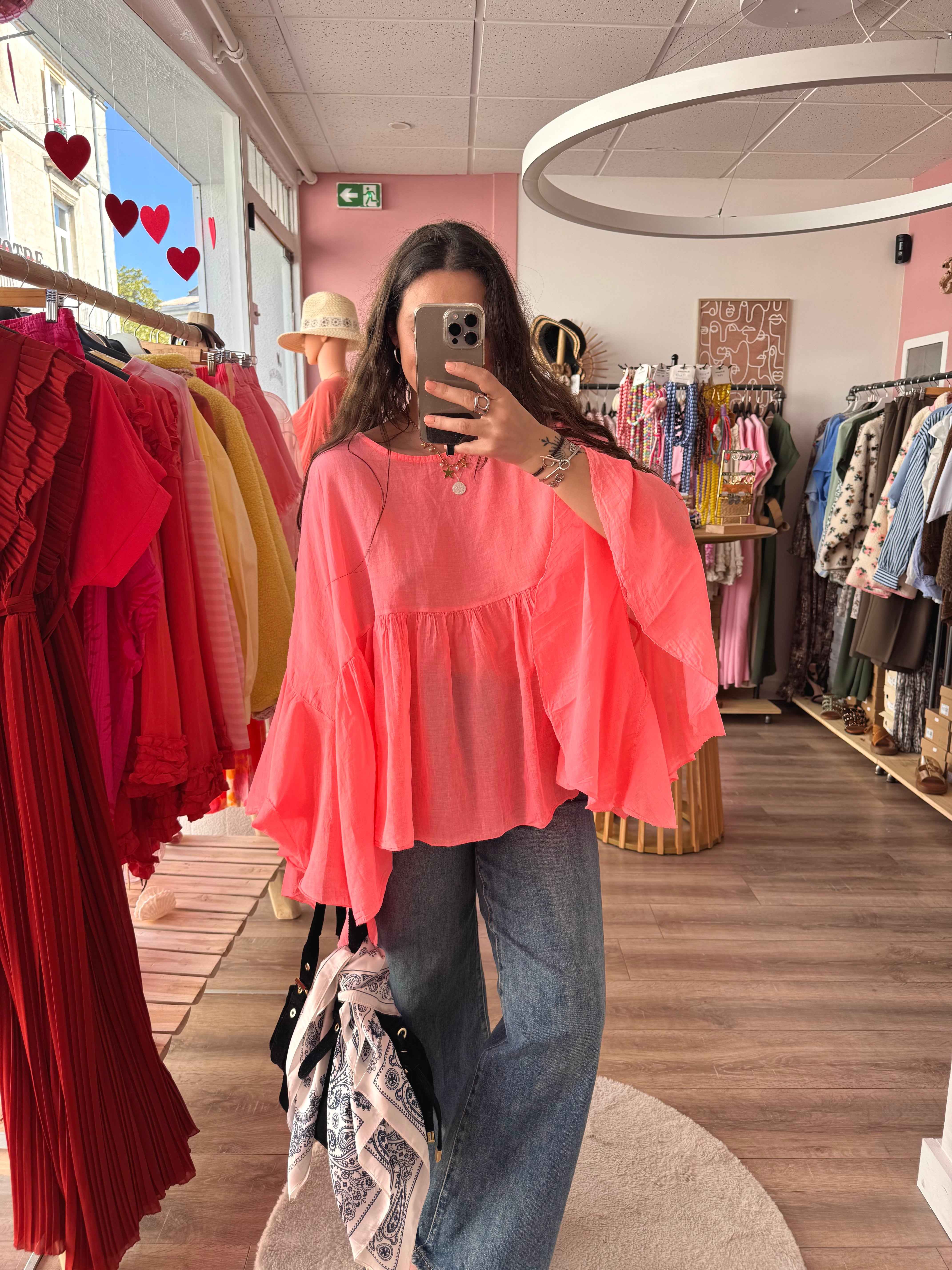 BLOUSE AMPLE CORAIL