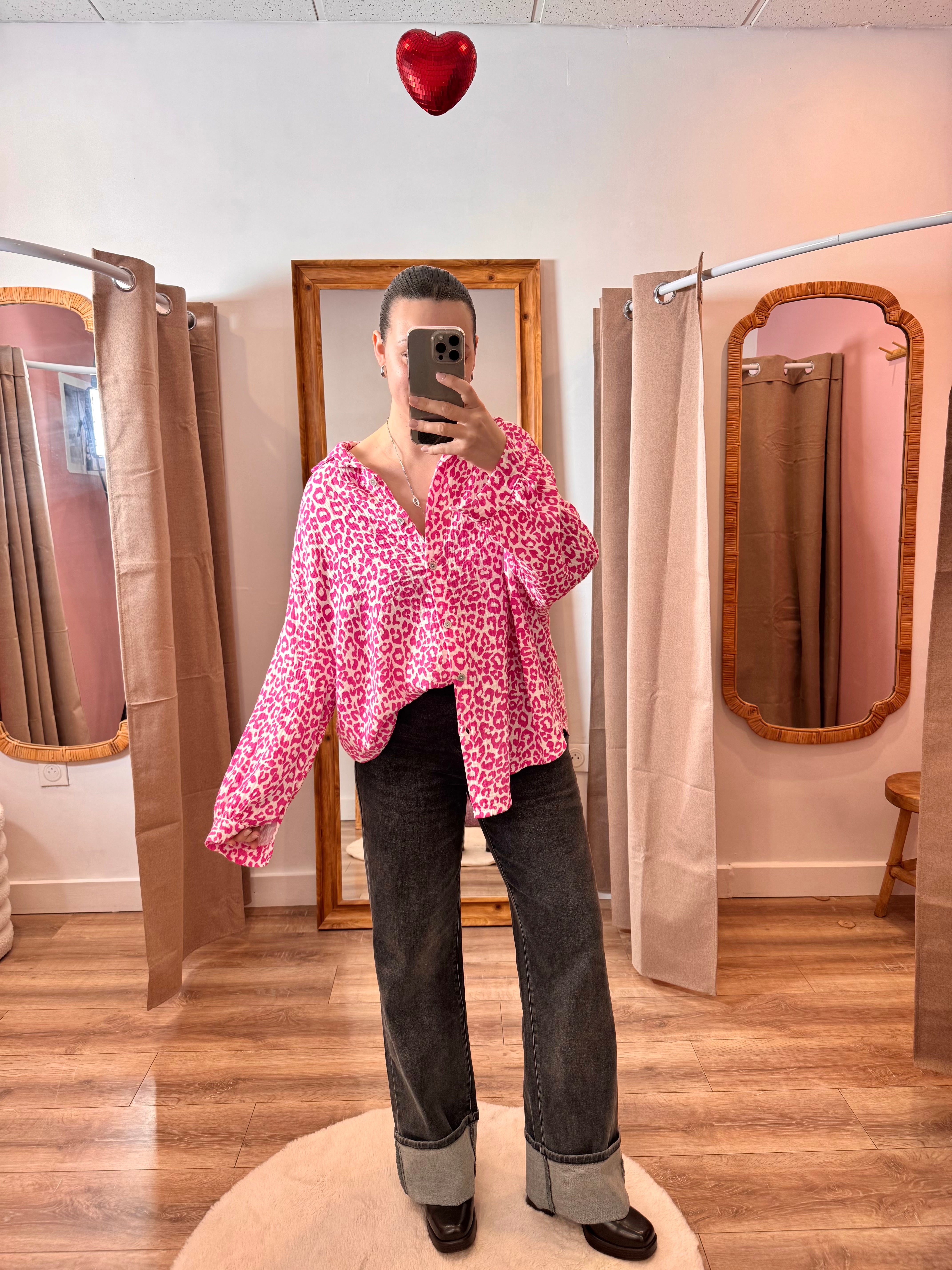 CHEMISE FUSHIA LÉOPARD