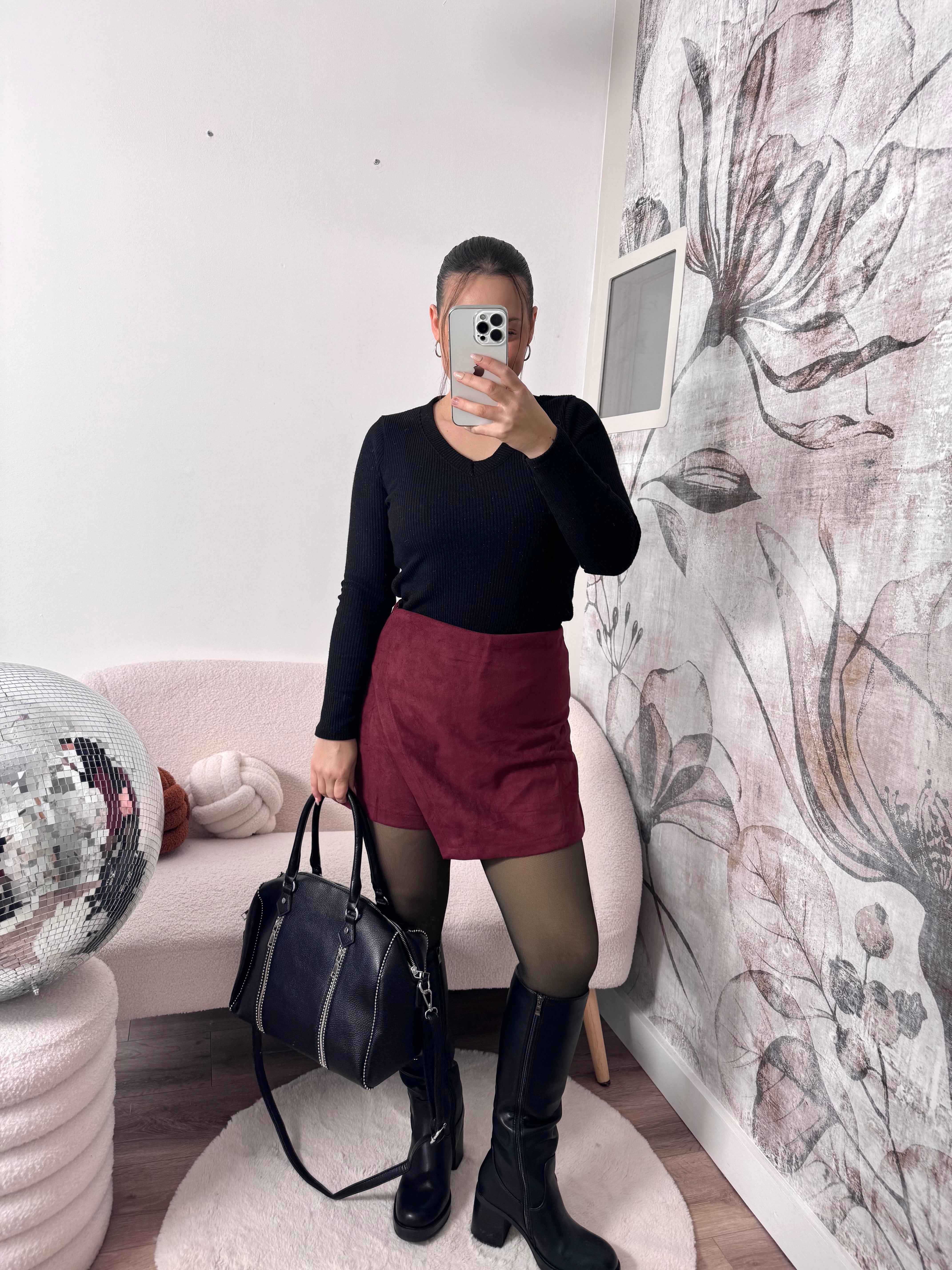JUPE/SHORT BORDEAUX