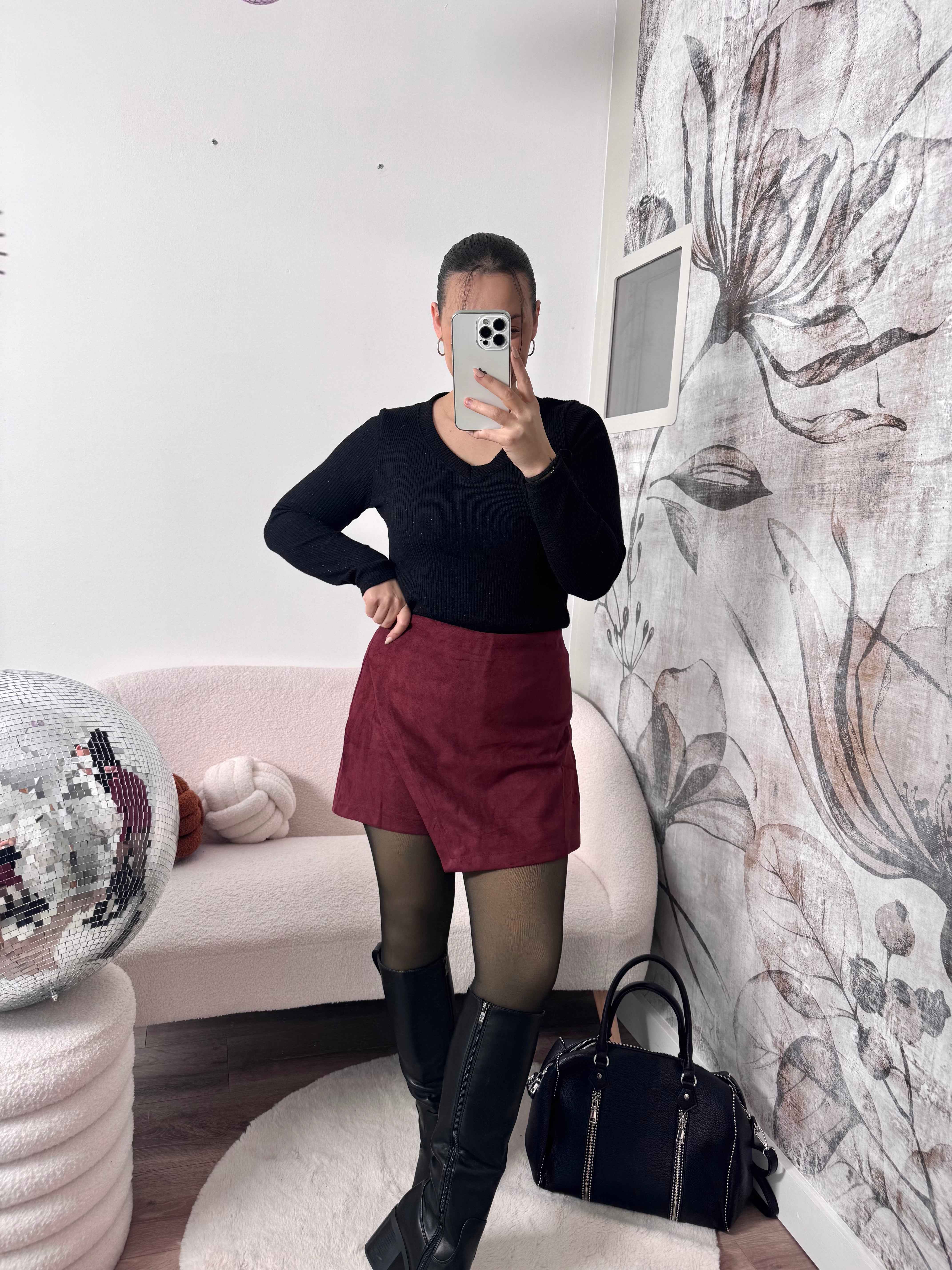 JUPE/SHORT BORDEAUX