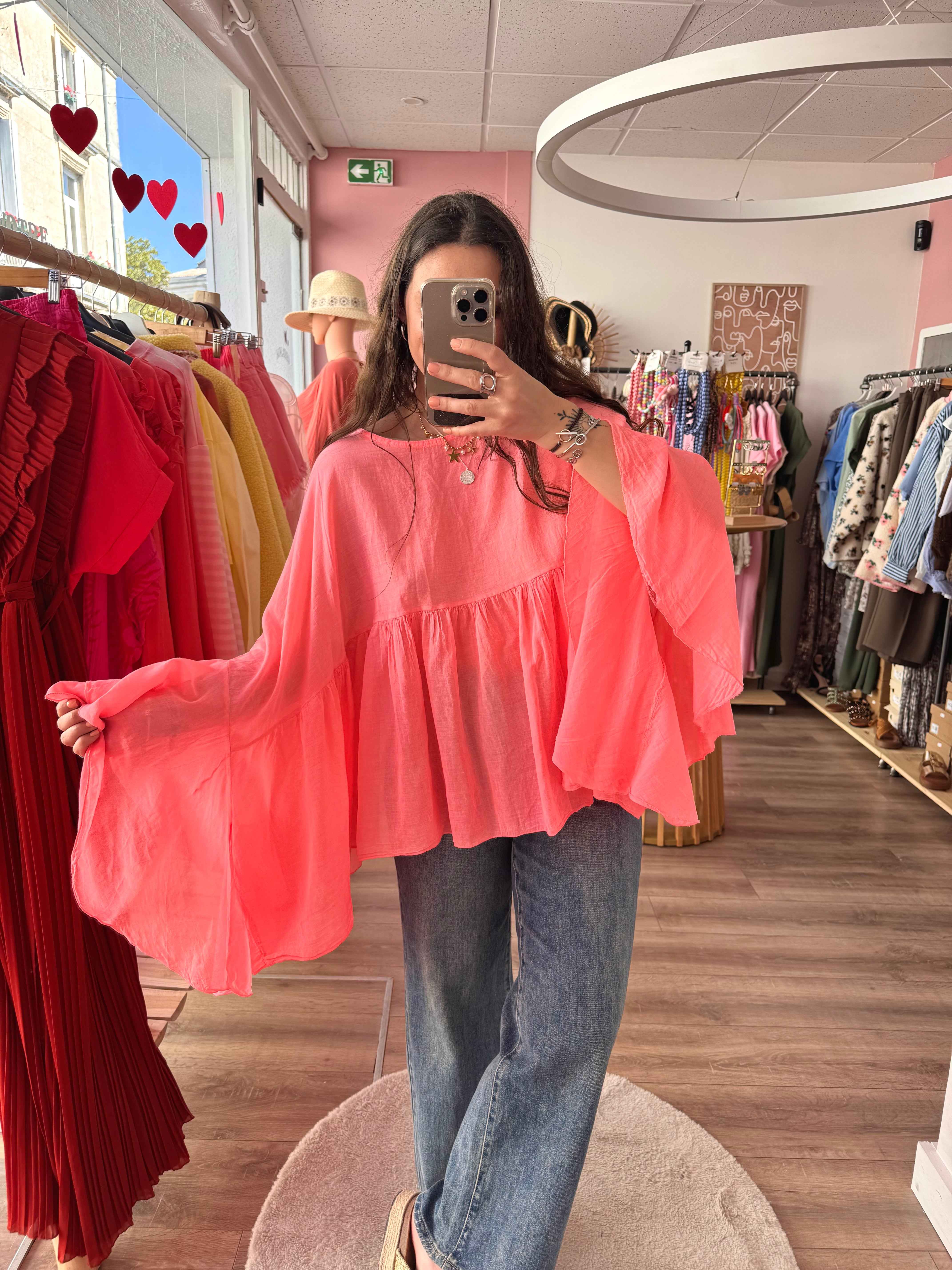 BLOUSE AMPLE CORAIL