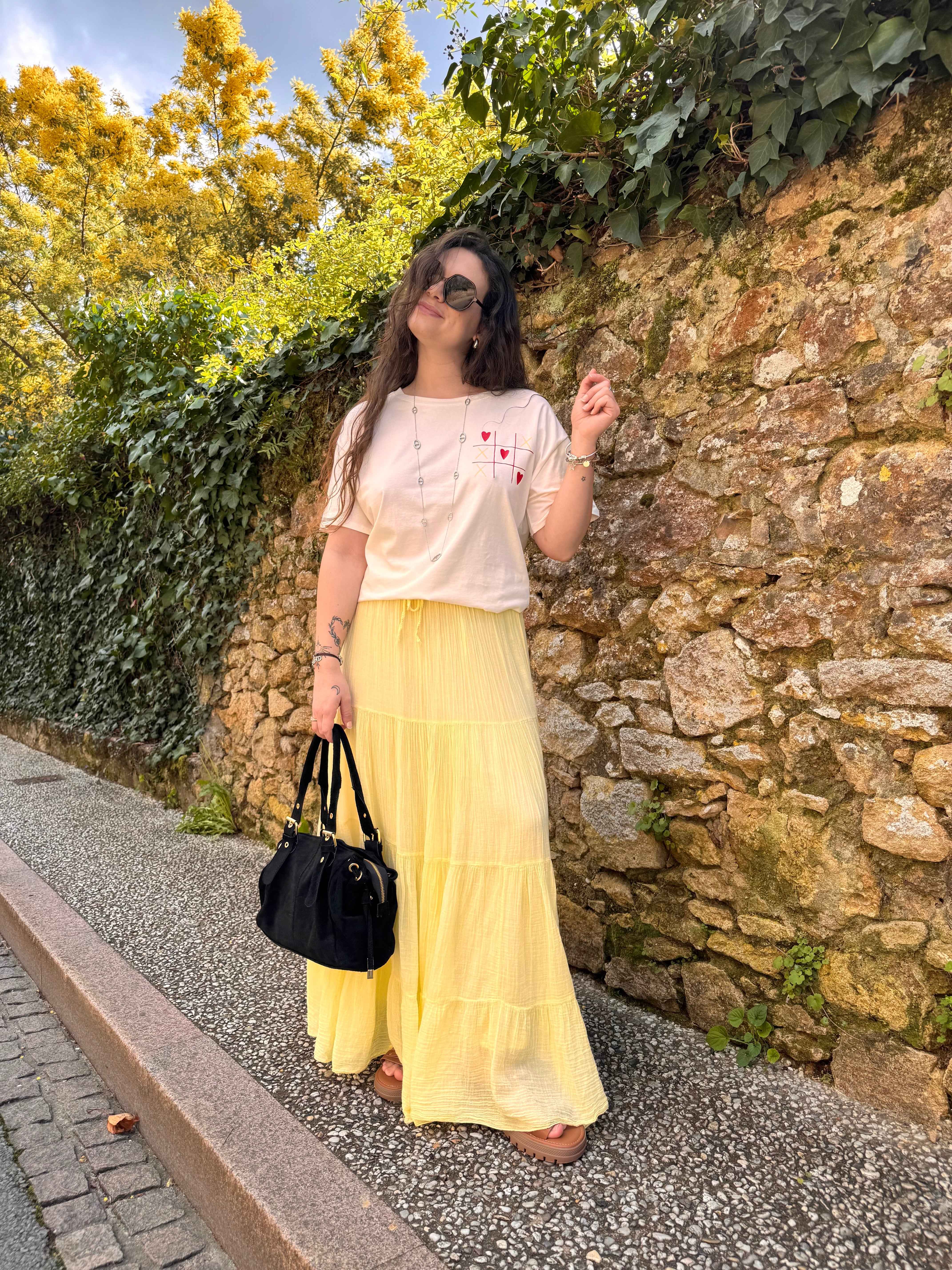 JUPE GAZE DE COTON JAUNE