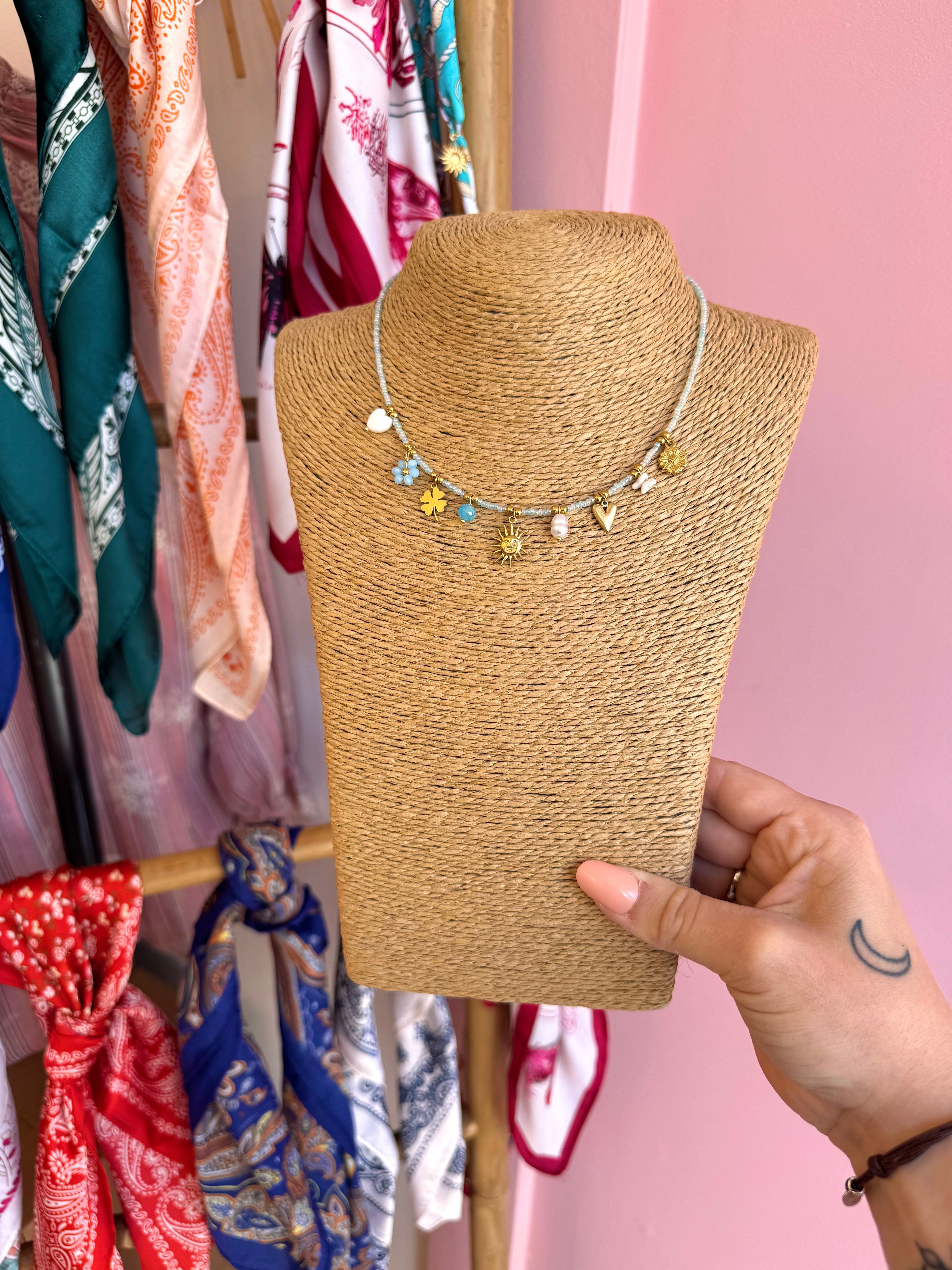 COLLIER PERLA BLEU CHARMS